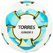 Мяч для футбола TORRES Junior-5 White/Cyan F32022, 5